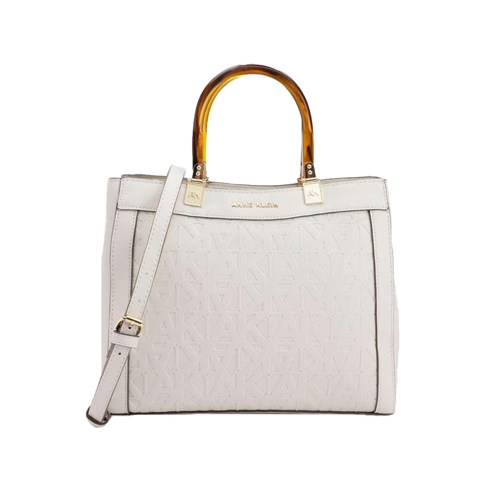 Anne Klein Faux Leather Zipper Closure Women's Satchel Bag (Grey, XL)