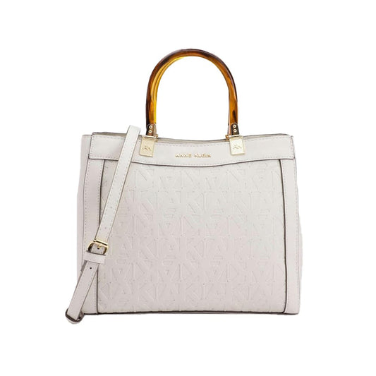 Anne Klein Faux Leather Zipper Closure Women's Satchel Bag (Grey, XL)