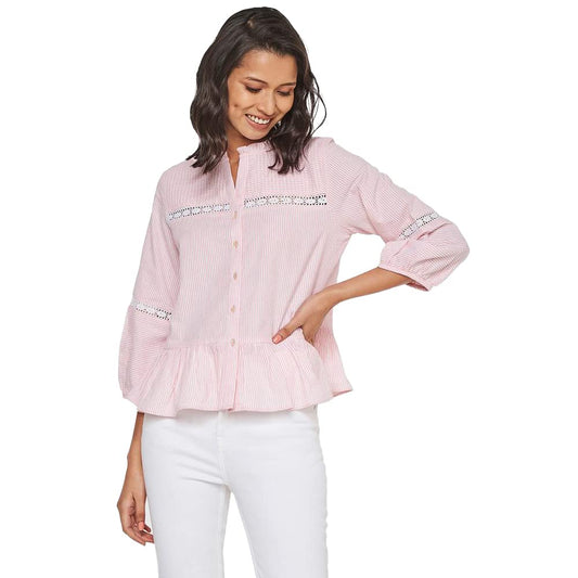 AND Women's Regular Shirt (SS22AG111TSS_Pink 16)