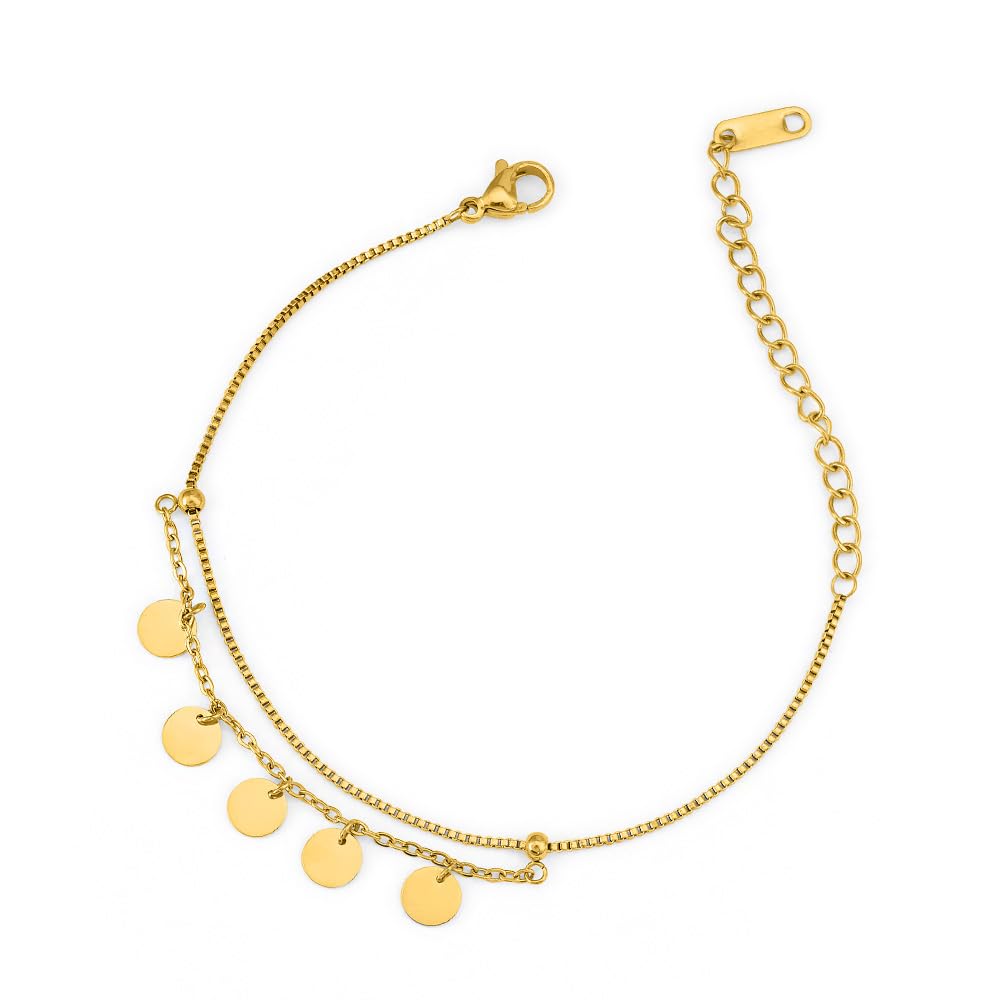 PALMONAS Tiny Plates Bracelet for Women - Gift for Girls & Women | Waterproof & Anti-Tarnish Bracelet