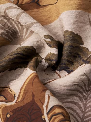 The Souled Store The Lion King: Kingdom Men and Boys Short Sleeves Collared Neck Button Front Brown All Over Printed Viscose Blend Regular Fit Holiday Shirts