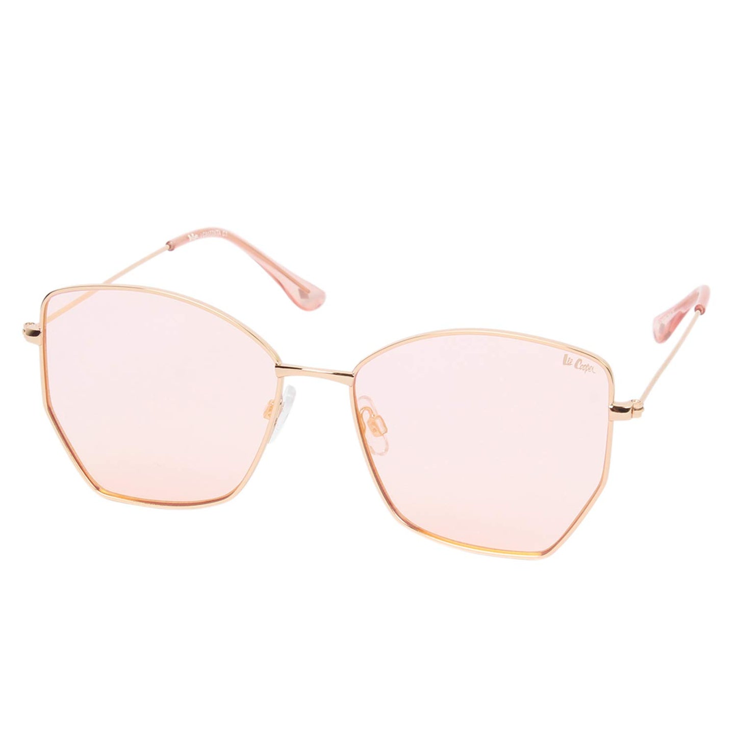 Lee Cooper Women's UV Protected Oversized Full Rim Sunglasses (Gold) (Lens Color - Pink) (Lens Size - 58*17*152 MM) (Pack Of 1) (LC9177NTA C1)