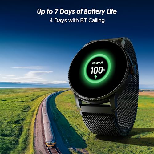 boAt Lunar Discovery – 2026 Edition w/ 1.39" (3.5 cm) HD Display, Bluetooth Calling, Emergency SOS, HR, SpO2 & Sleep Tracking Smart Watch for Men & Women (Black Metal)