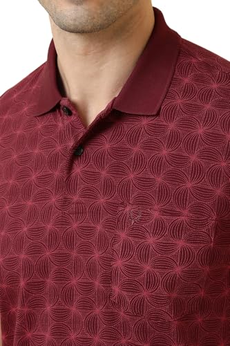 Allen Solly Men Maroon Printed Polo Neck T-Shirt