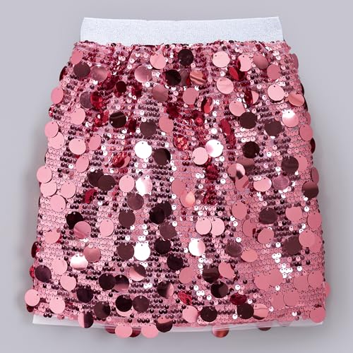 Hopscotch Girls Cold-Shoulder Sleeves White 2-Pc Sequin Embellished Skirt Set (8-9 Years)