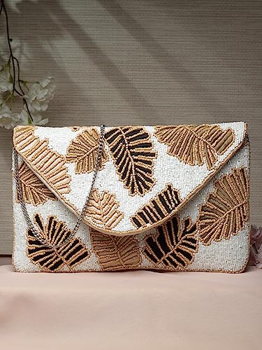 Anekaant Boho Off White & Multi Botanical Embellished Cotton Canvas Sling Bag