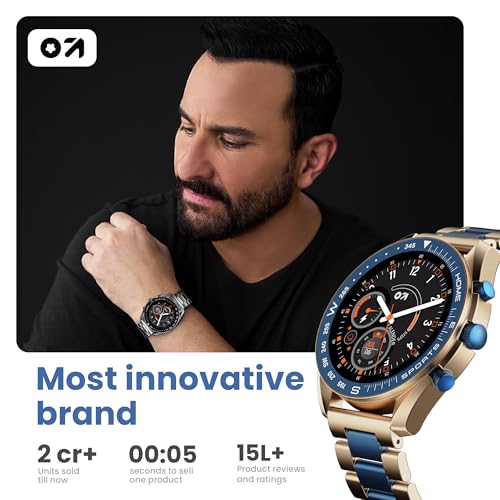 GOBOULT Mirage Smart Watch 1.39''HD Screen, Bluetooth Calling, IP67, Zinc Alloy Frame, 500 Nits Brightness, AI Voice Assistant, SpO2 Monitoring, 120+ Sports Mode (Amber Blue)