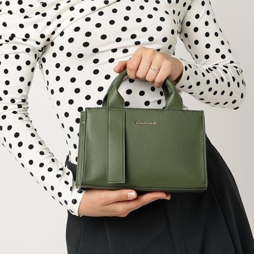Fastrack Chic Olive Satchel Bag | Faux Leather Handbag with Zip Closure | Spacious Compartment with Organizer Pockets | Dual Carry Satchel with Top Handles & Detachable Adjustable Strap