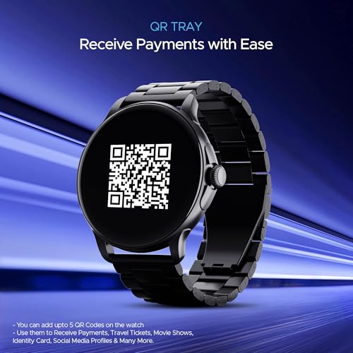 boAt Lunar Oasis w/TBT Navigation, QR Tray, Watch Face Studio, Bluetooth Calling, Emergency SOS 1.43" (3.6 cm) AMOLED Display Fitness Smart Watch for Men & Women(Steel Black)
