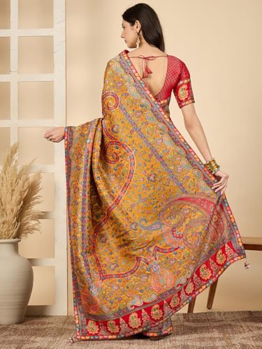 AKHILAM Women's Kanjivaram Woven Soft Silk Saree With Blouse Piece