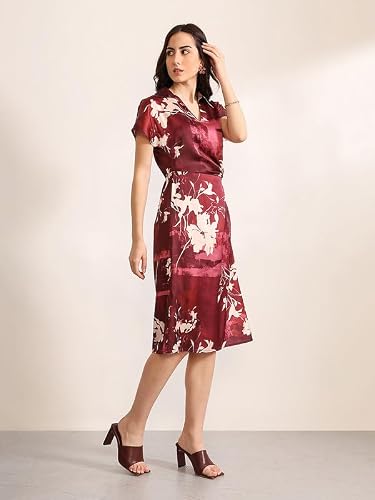 Kazo Marsala Midi Dress (Multicolor XS)