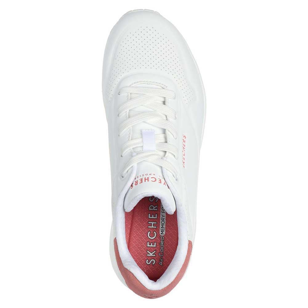 Skechers Womens UNO - POP Back White Hot Coral Casual Sneakers