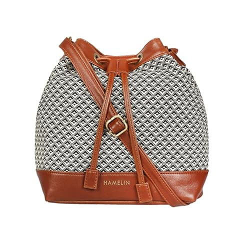 HAMELIN Women's Vegan Leather Bucket Bag | Handcrafted Sling Bag, Big Casual Bag | Stylish Travel Purse Handbag | Bucket Sling Hand Bag | Rakhi gift for Sister | Casual Purse (Orca)