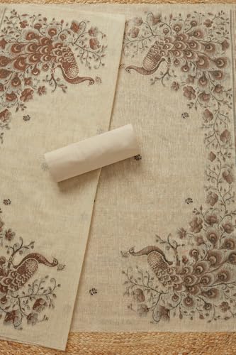 Soch Womens Beige Chanderi Woven Design Unstitch Dress Material