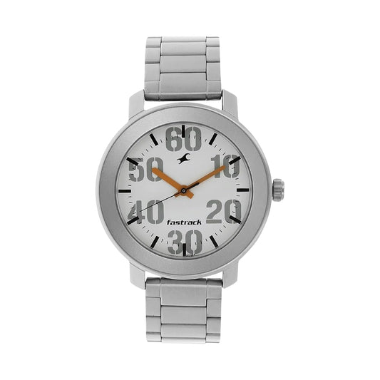 Fastrack Casual Analog Stainless Steel White Dial Silver Band Men's Watch-NL3121SM01/NP3121SM01