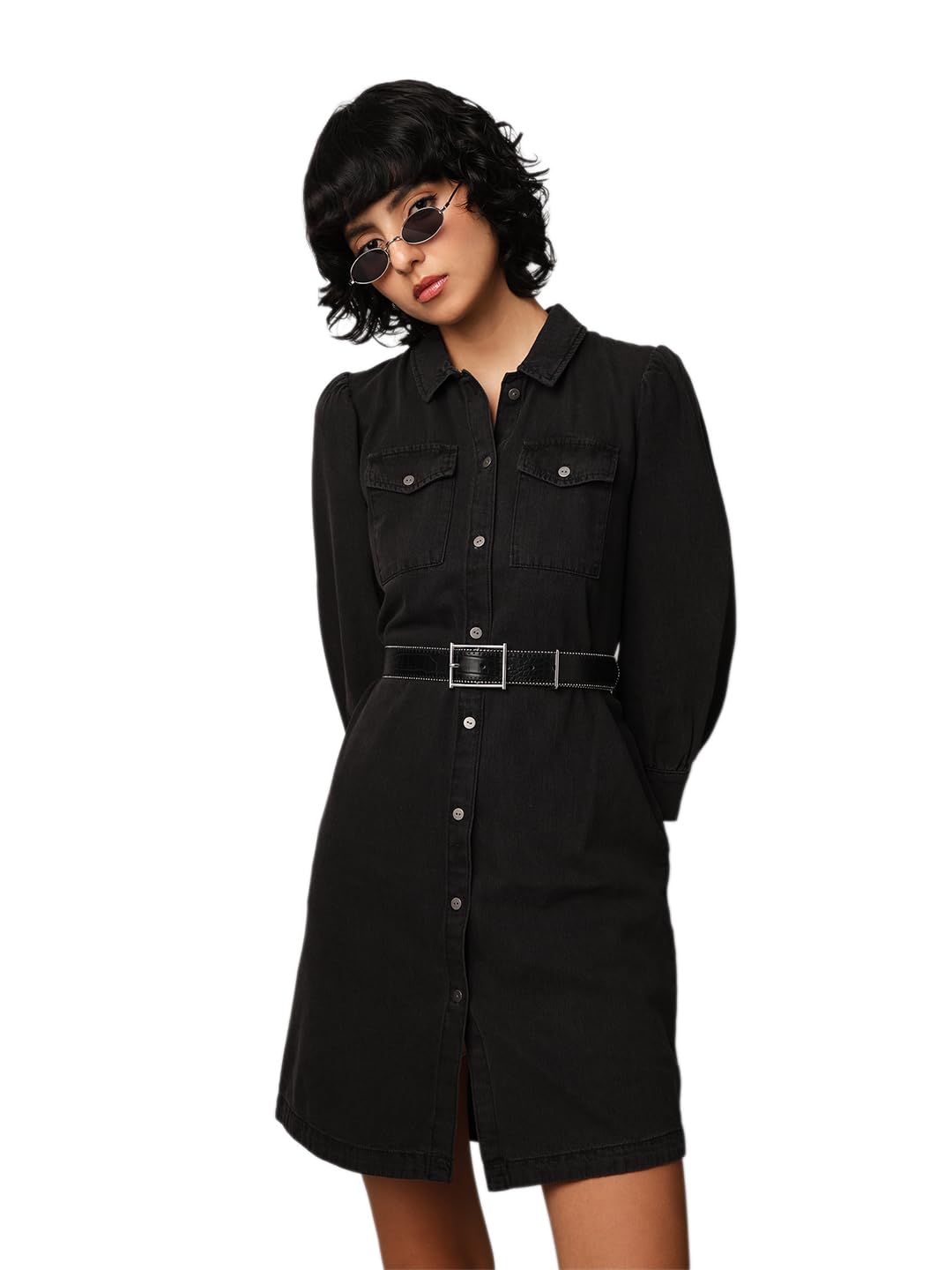 ONLY Women Black Shirt Mini Dress