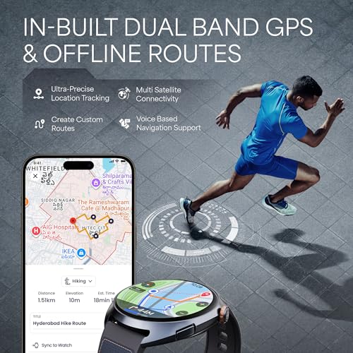 Titan Celestor 2.0 Smartwatch with 1.43" inch AMOLED Display, Dual Band GPS, ABC, Offline Maps, 5 ATM, Training Load & Readiness, Running Courses, Offline Music, TitanQ, Hybrid Strap - Star Dust