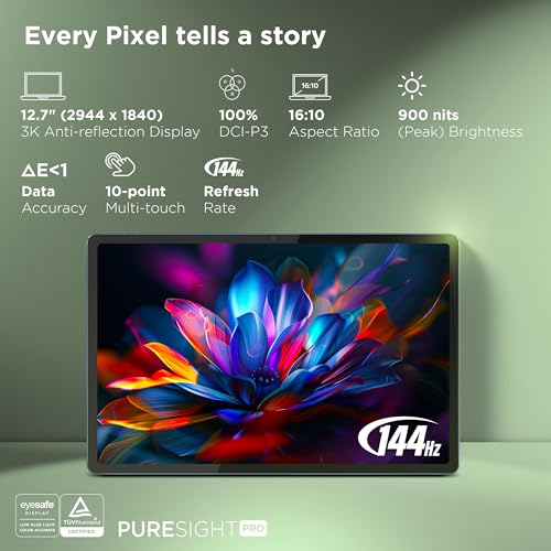 Lenovo Yoga Tab Plus Smartchoice AI Tablet with Pen + Keyboard |12.7" Display, 3K Resolution, 144 Hz|16GB RAM, 512GB ROM|Snapdragon 8 Gen 3|10200 mAh|6 Speakers|USB 3.0 with DP-Out|1Year ADP Free|Teal