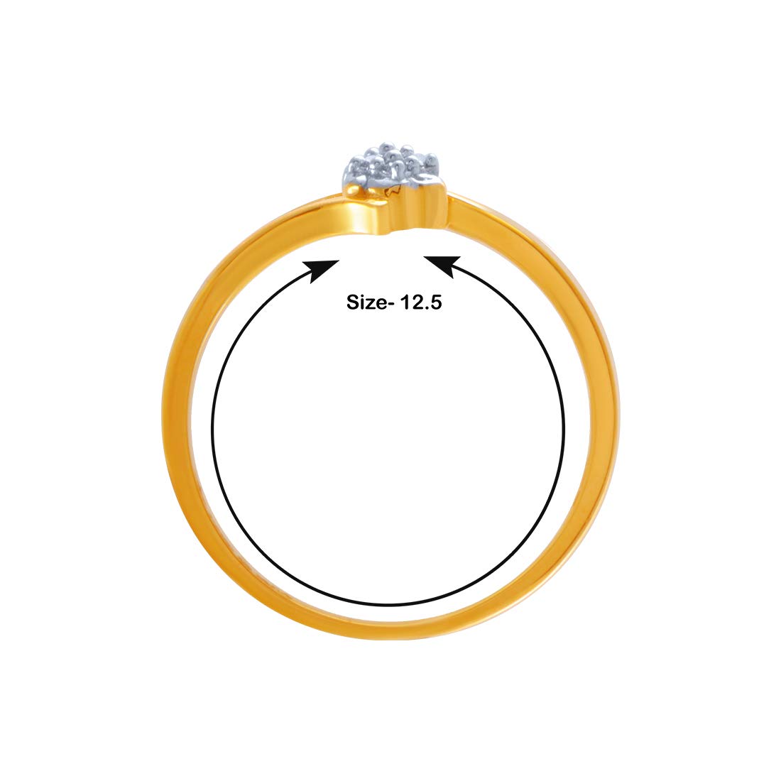 P.C. Chandra Jewellers Women's Metal Yellow-Gold 14k (585) Yellow Gold and American Diamond Ring - 0.993 Grams