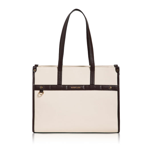 Berrylush Women Beige Solid Shoulder Bag | PU Synthetic Leather Two Handle Handbag | Spacious Zip Closure Tote with Inner Pockets | Stylish Casual & Office Use Bag
