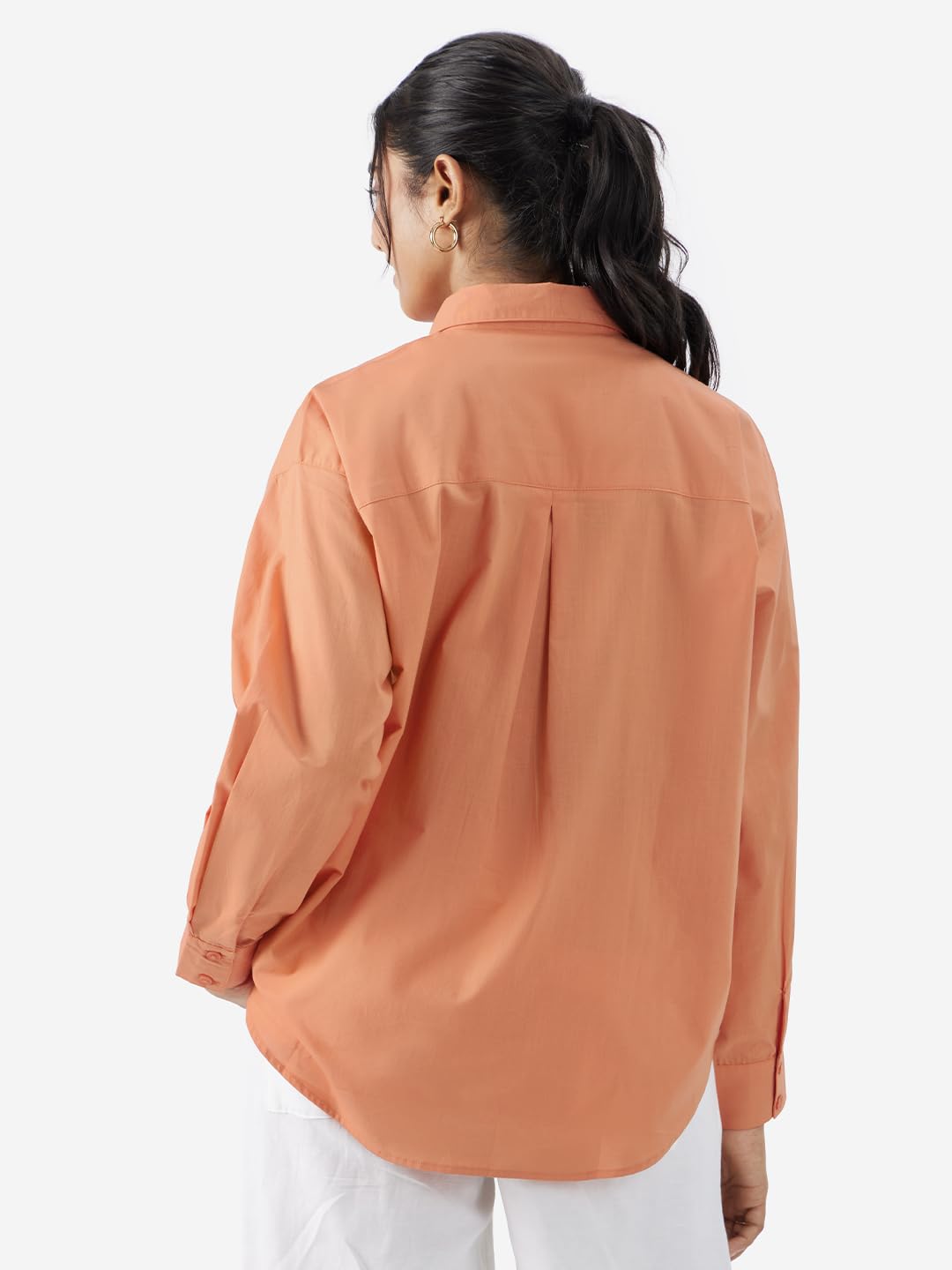 The Souled Store Coral Rose Women and Girls Long Sleeve Collared Neck Button Front Cotton Boyfriend Shirts