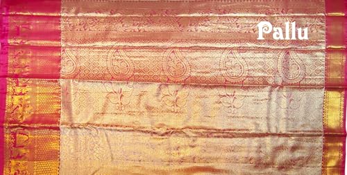 VFCollections Women's Traditional Handloom Kanchipuram Silk Pure Pattu Sarees | Rich Zari Woven Design | Bridal Saree | Unstitched Blouse -2