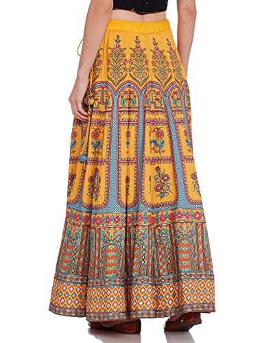 BIBA Polyester Contemporary Skirt (Twirl TR16370_Yellow_M)