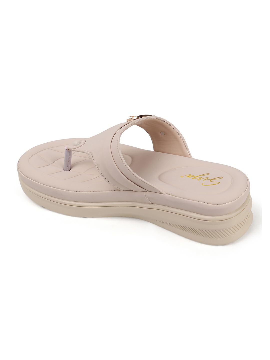 SVYA, Women Wedge Heels Thong Sandals| Comfortable Flats Sandals (Cream, UK Footwear Size System, Adult, Women, Numeric, Medium, 7)