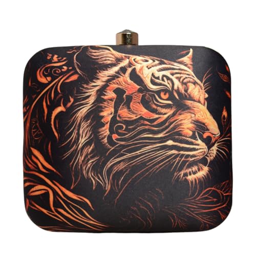 Artklim Tiger Face Printed Clutch