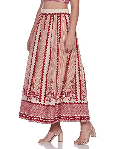 W for Woman Red and Ecru Arkali Skirt_20FEW50287-114228_M