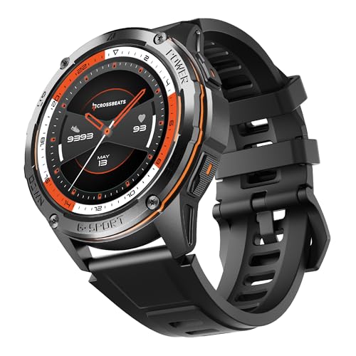 CrossBeats Armour Pro AI Premium Smart Watch for Man, Latest 1.43” AMOLED Always on Display,5 ATM Waterproof,Compass,30-Day Battery, GPS,BT Calling Smartwatch,150+ Sports Modes,BP,HR,SPO2,Android,iOS
