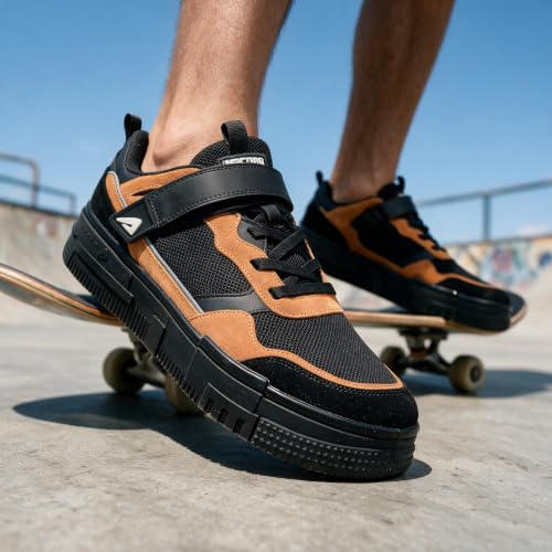 Impakto Men's Sneakers | Lightweight & Soft Cushioned Insole | Velcro Closure | Comfortable & Tripple Density Sole | Trendy Lace-Up Casual Shoes for Casual Outings, Running & Trainning Tan