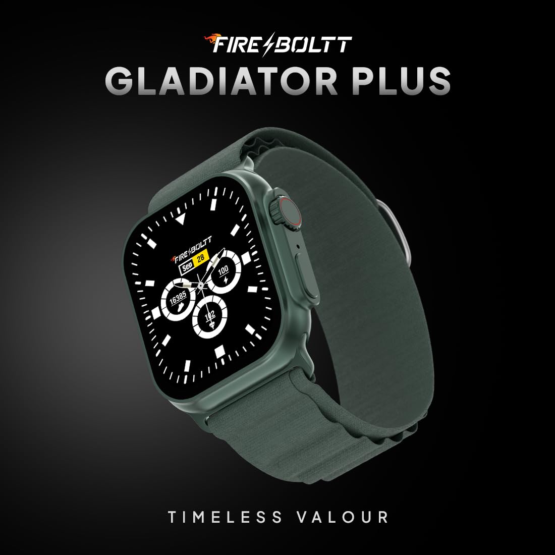 Fire-Boltt Newly Launched Gladiator + 1.96” AMOLED Display Luxury Smartwatch, Rotating Crown, 115+ Sports Modes & Bluetooth Calling, AI Voice Assistant, Gaming