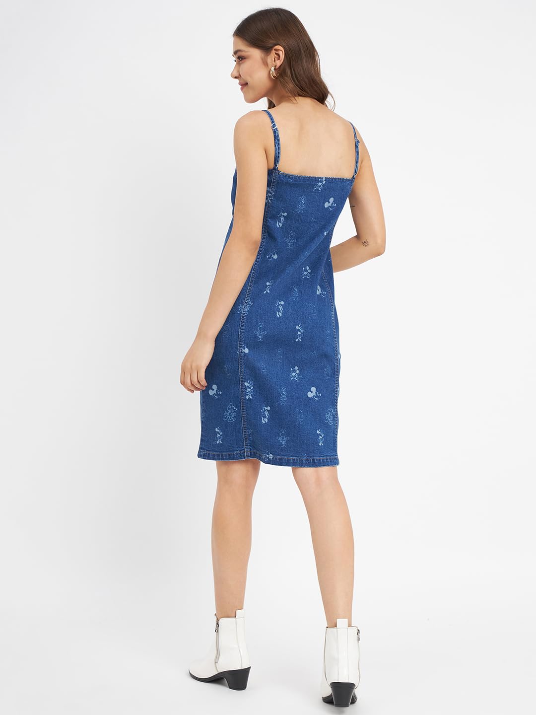 Madame Blue Denim Dress for Women in Cotton