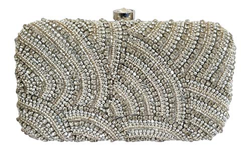 DUCHESS Women and Girls Embroidered Silver Clutch