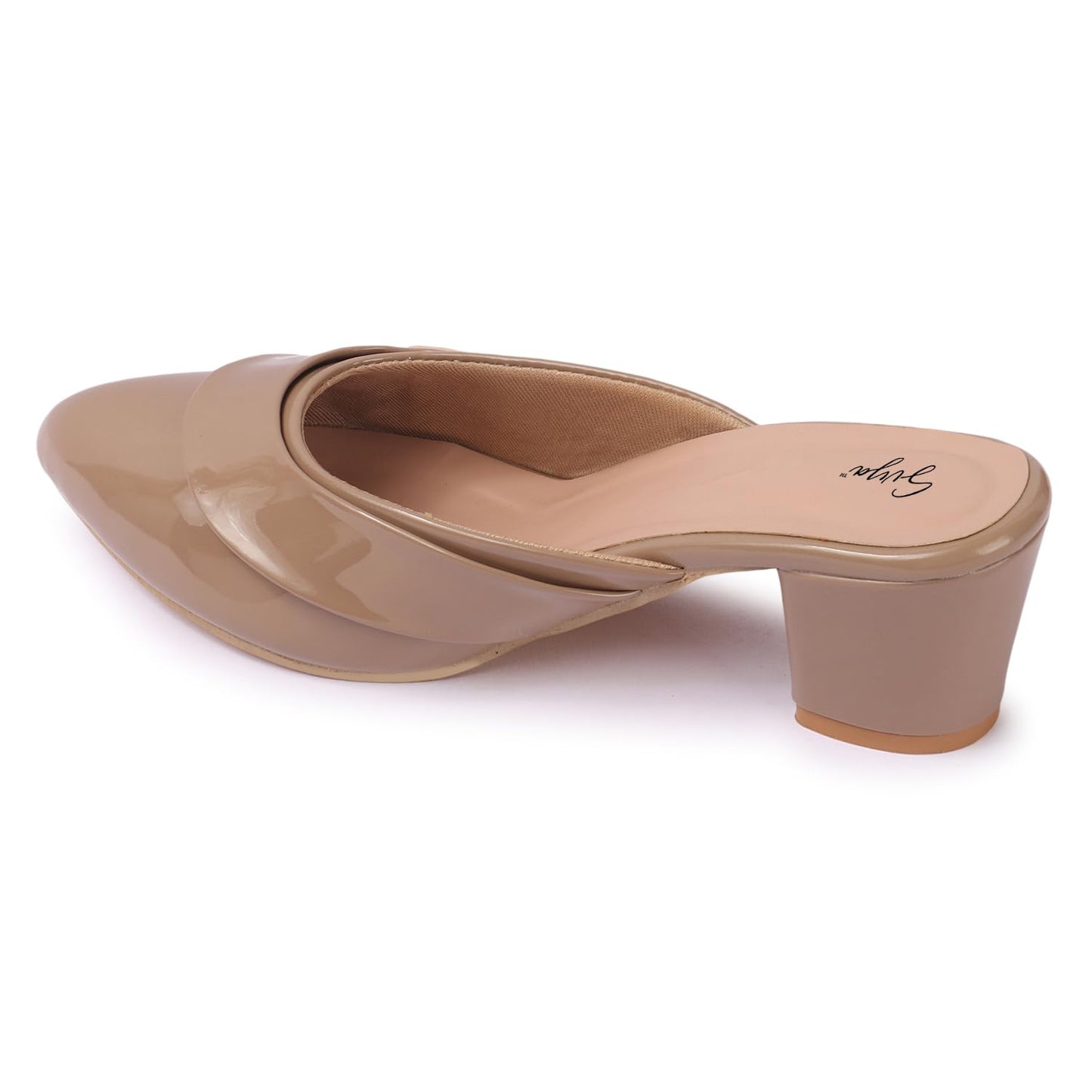 SVYA Women's Pointed Toe Block Heels for Office, Party and Formal Occasions for Girls (Tan, UK Footwear Size System, Adult, Women, Numeric, Medium, 5)