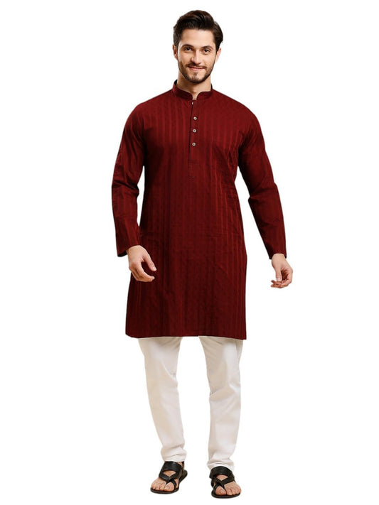 Rajubhai Hargovindas Men Maroon Striped Kurta (DBSQR-40)