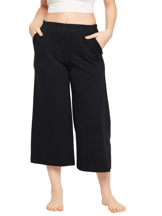 Clovia Women's Cotton Solid Capris (LB0182P13_Black_XS)