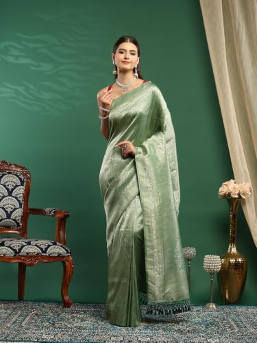 Meena Bazaar Women's Art Silk Saree | Elegant Designer Silk Saree | Soft Lightweight Traditional Ethnic Saree for Wedding, Festival, Party & Special Occasions