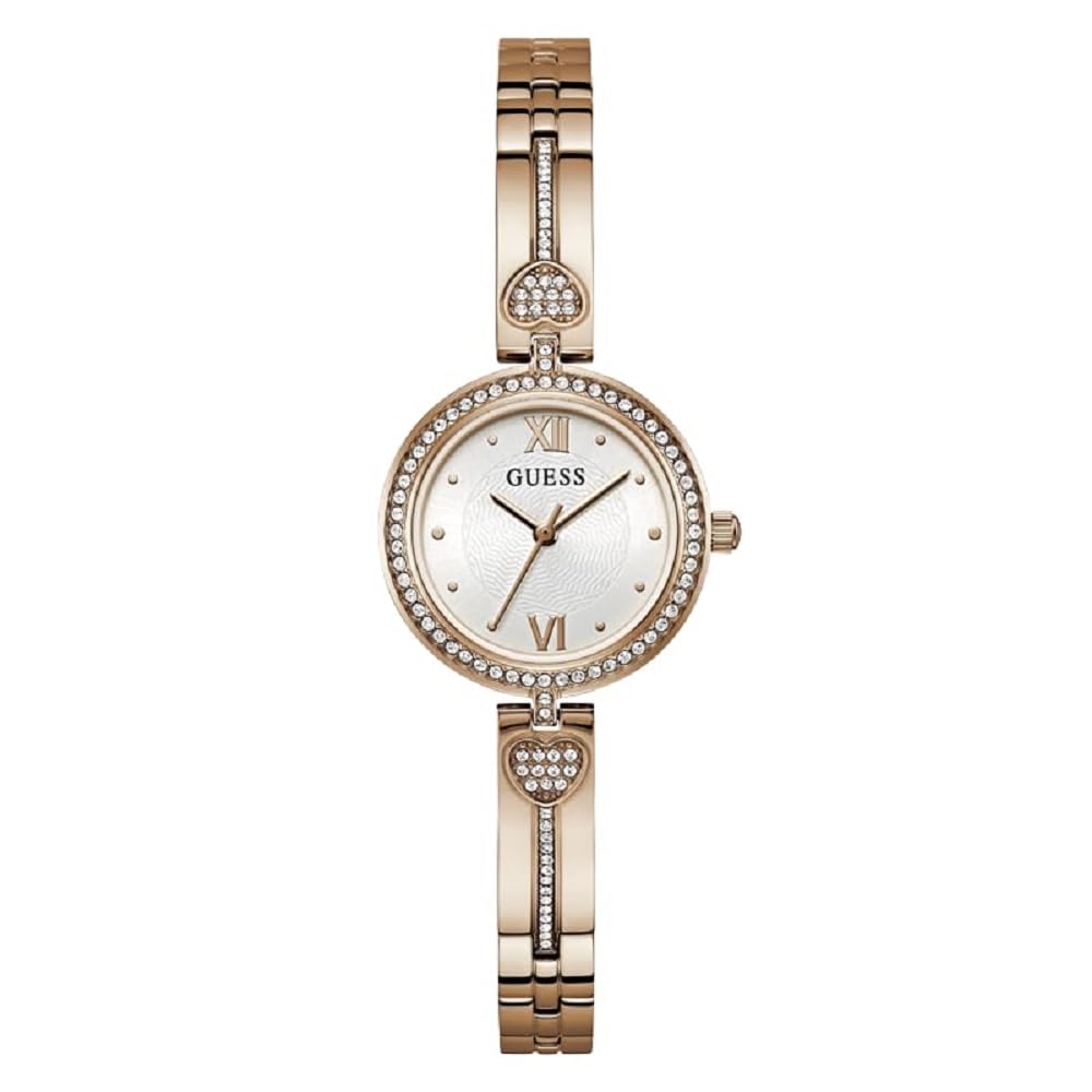 GUESS Stainless Steel Women White Analog Round Dial Watch- Gw0655L3, Pink Band