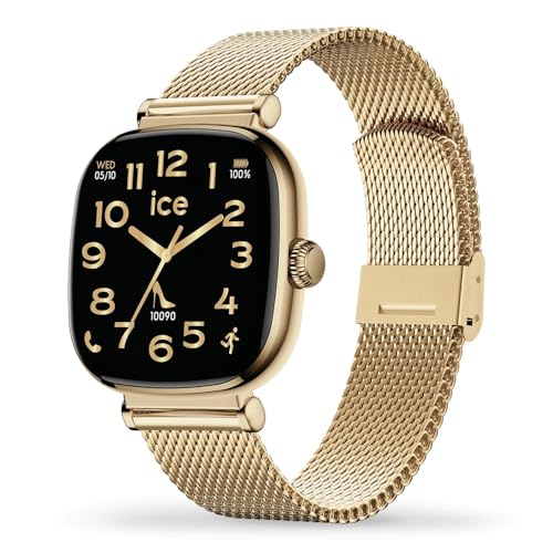 ICE-WATCH - ICE smart 2.0 Gold Milanese - Square gold smartwatch for women with stainless steel strap - 025234 (1.70 inches)