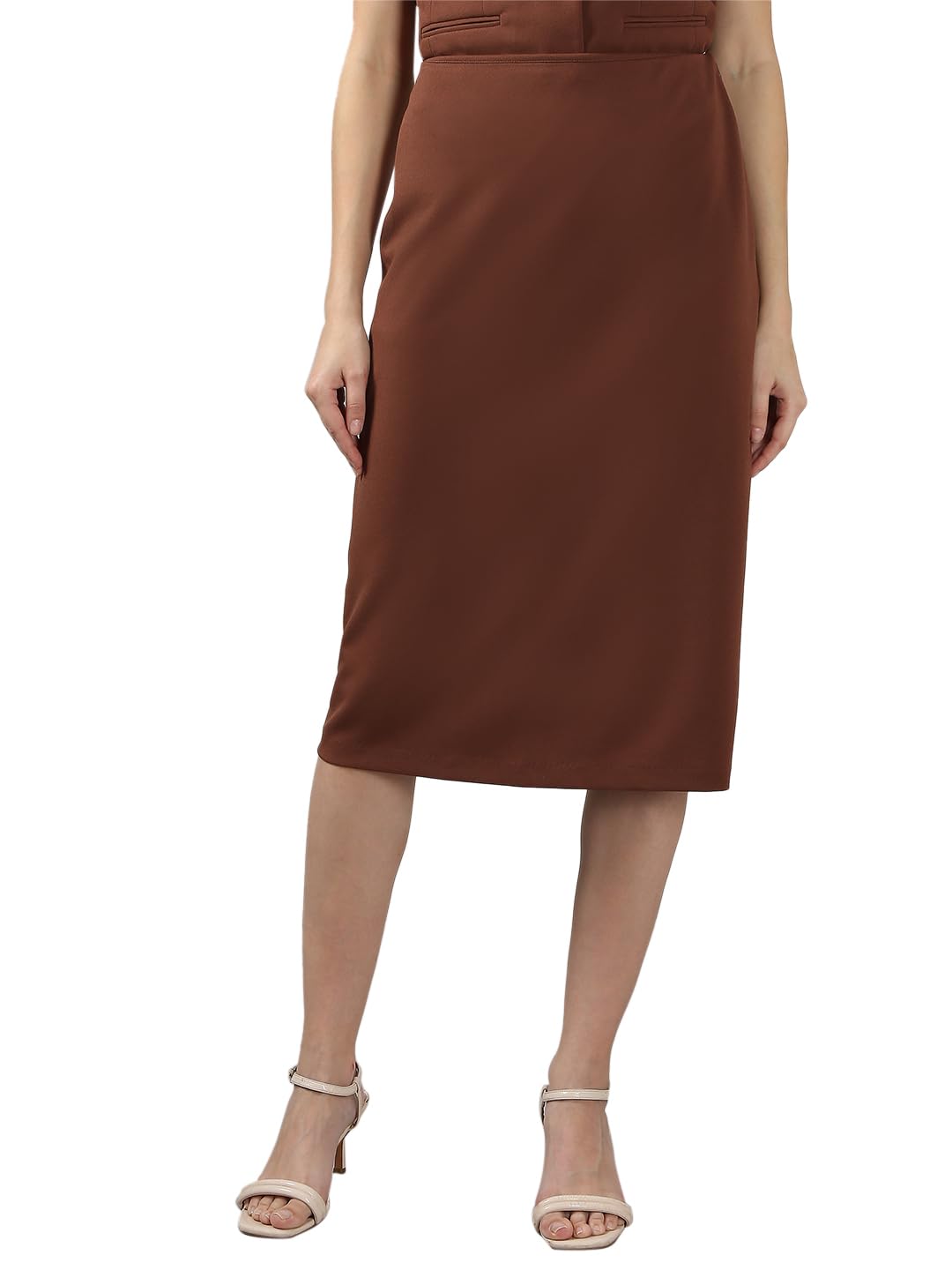 VERO MODA Women's Bodycon High-Rise Brown Skirt