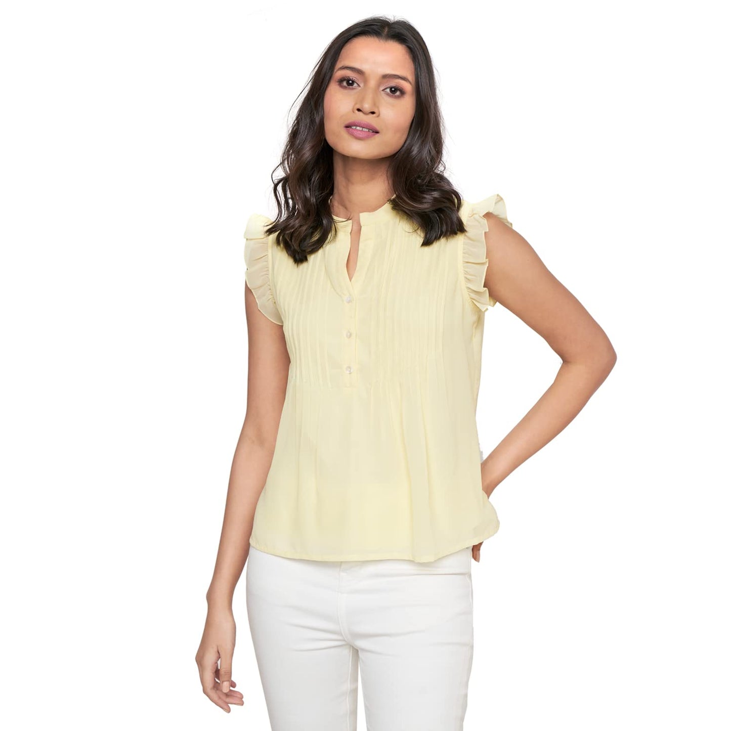 AND Women's Comfort Blouse (EE23AB044TPG_Yellow