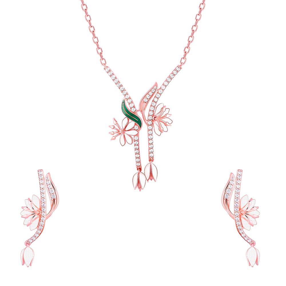 GIVA 925 Silver Bhumi Rose Gold Snowy Safed Musli Set|Gifts for Women and Girls | With Certificate of Authenticity and 925 Stamp | 6 Months Warranty*