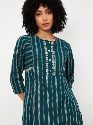 Max Women's Cotton Regular Kurta (PAWWPA25LO_Green