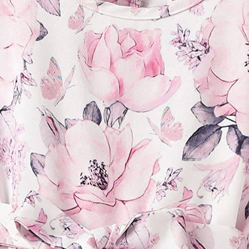 Hopscotch Girls Polyester-Blend Floral Print Casual Dress In Pink Color For Ages 10-11 Years (GOE-4164032)