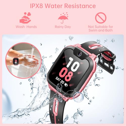 imoo Watch Phone Z1, 4G Smart Watch for Kids with Real-Time HD Video & Phone Call, Smart Watch for Girls with Real-Time GPS Location, Smartwatch for Boys with IPX8 Water Resistance (Deep Pink)