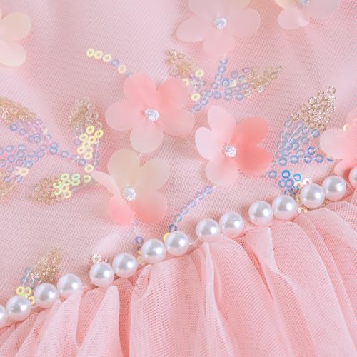Hopscotch Girls Pink Short Sleeves Sequin Embellished Dress for Age (12-24 Months)