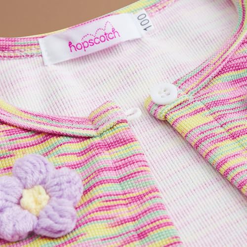 Hopscotch Girls Full Sleeves Pink Floral Applique Casual Dress (3-4 Years)