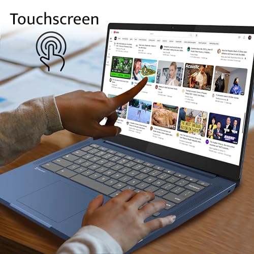 Lenovo IdeaPad Slim 3 Chromebook, 14″ FHD IPS Touchscreen Laptop, MediaTek Kompanio 520 Processor, 4GB RAM, 64GB eMMC, Webcam, Regular Keyboard, WiFi6, Chrome OS, Abyss Blue, 128GB Hotface USB Card